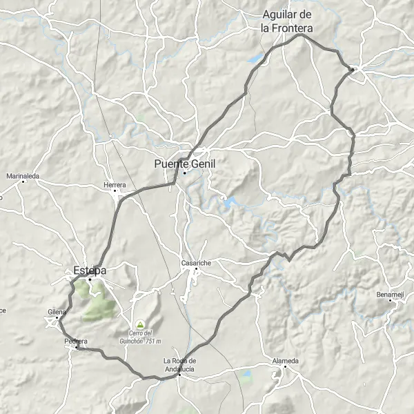 Miniatua del mapa de inspiración ciclista "Ruta de los Marqueses" en Andalucía, Spain. Generado por Tarmacs.app planificador de rutas ciclistas