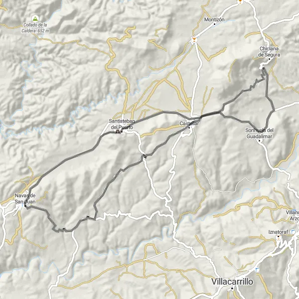 Miniature de la carte de l'inspiration cycliste "Les Villages Authentiques de l'Andalousie" dans la Andalucía, Spain. Générée par le planificateur d'itinéraire cycliste Tarmacs.app