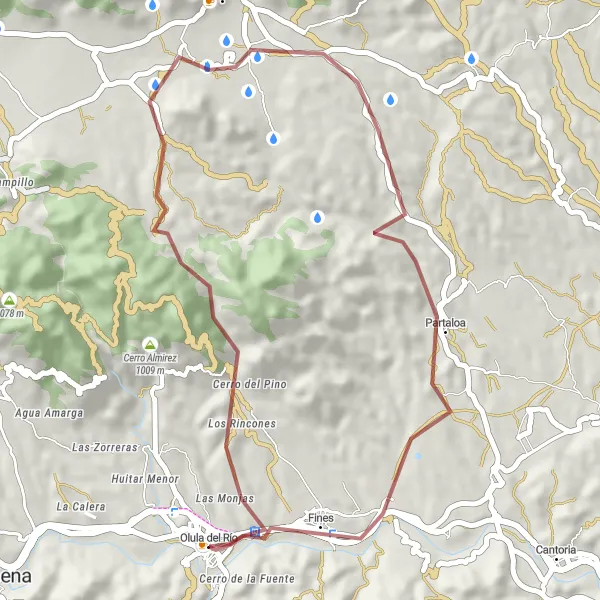 Map miniature of "Short and Sweet Gravel" cycling inspiration in Andalucía, Spain. Generated by Tarmacs.app cycling route planner