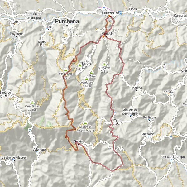 Karten-Miniaturansicht der Radinspiration "Rundtour durch Olula del Río und Umgebung" in Andalucía, Spain. Erstellt vom Tarmacs.app-Routenplaner für Radtouren