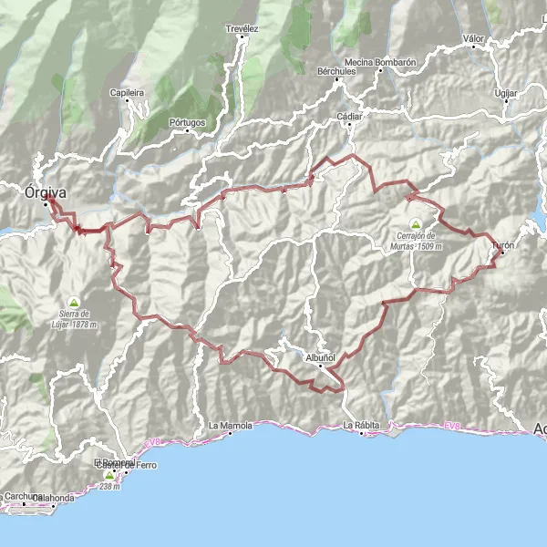 Map miniature of "Ultimate High Mountain Challenge" cycling inspiration in Andalucía, Spain. Generated by Tarmacs.app cycling route planner