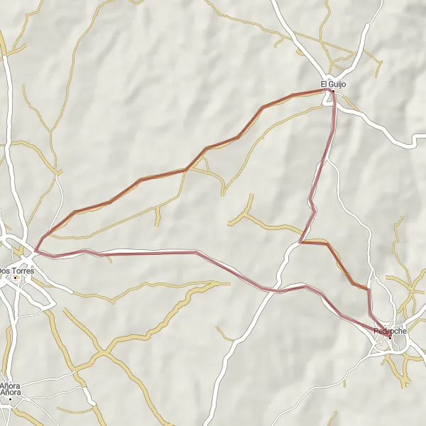 Miniaturní mapa "Trasa z Pedroche" inspirace pro cyklisty v oblasti Andalucía, Spain. Vytvořeno pomocí plánovače tras Tarmacs.app