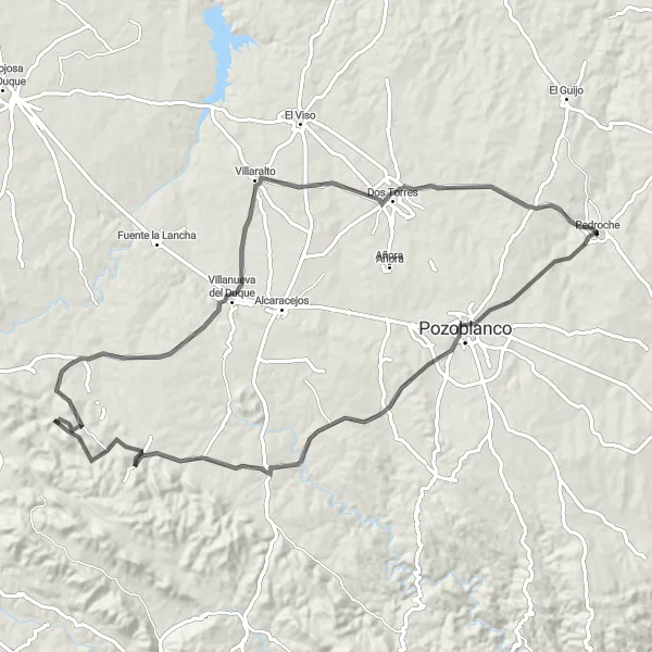 Miniaturní mapa "Okružní cesta k Pedroche" inspirace pro cyklisty v oblasti Andalucía, Spain. Vytvořeno pomocí plánovače tras Tarmacs.app