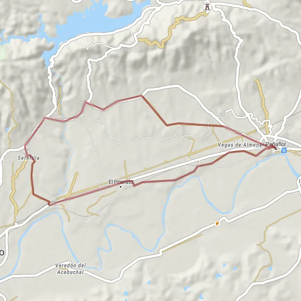 Miniatura mapy "Szlak przez górzyste tereny i po naturalnych ścieżkach" - trasy rowerowej w Andalucía, Spain. Wygenerowane przez planer tras rowerowych Tarmacs.app