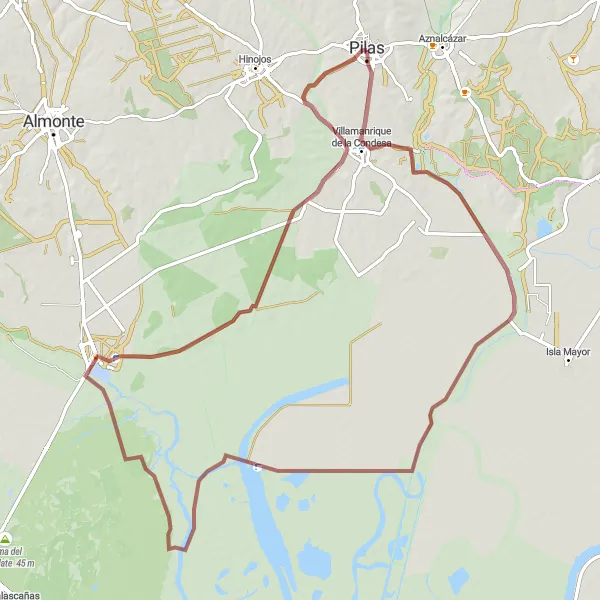 Miniatuurkaart van de fietsinspiratie "Ontdekkingstocht door Pittoreske Dorpen" in Andalucía, Spain. Gemaakt door de Tarmacs.app fietsrouteplanner