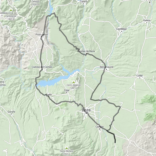 Miniature de la carte de l'inspiration cycliste "Route des Enríquez" dans la Andalucía, Spain. Générée par le planificateur d'itinéraire cycliste Tarmacs.app