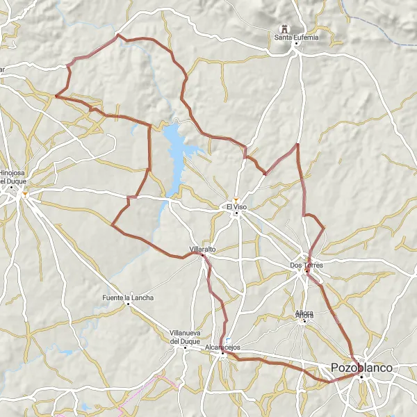 Miniaturní mapa "Gravel-okolní cesty kolem Pozoblanco" inspirace pro cyklisty v oblasti Andalucía, Spain. Vytvořeno pomocí plánovače tras Tarmacs.app