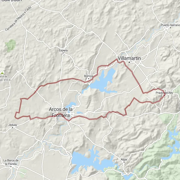 Miniaturní mapa "Cyklistická trasa Las Abiertas - Balcón de Arcos" inspirace pro cyklisty v oblasti Andalucía, Spain. Vytvořeno pomocí plánovače tras Tarmacs.app