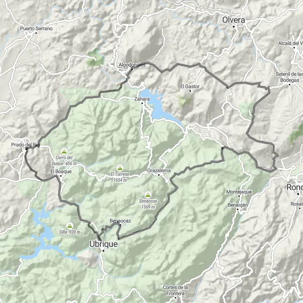 Miniatura mapy "Szlak Villaluenga del Rosario" - trasy rowerowej w Andalucía, Spain. Wygenerowane przez planer tras rowerowych Tarmacs.app