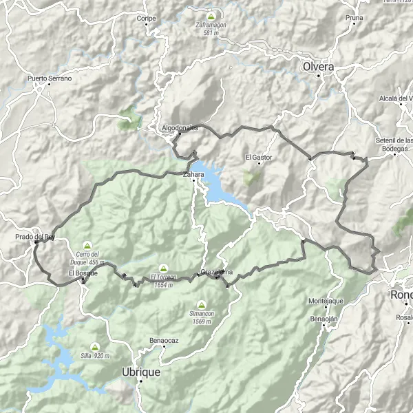 Miniatura mapy "Wędrówka przez Górę Zahara" - trasy rowerowej w Andalucía, Spain. Wygenerowane przez planer tras rowerowych Tarmacs.app