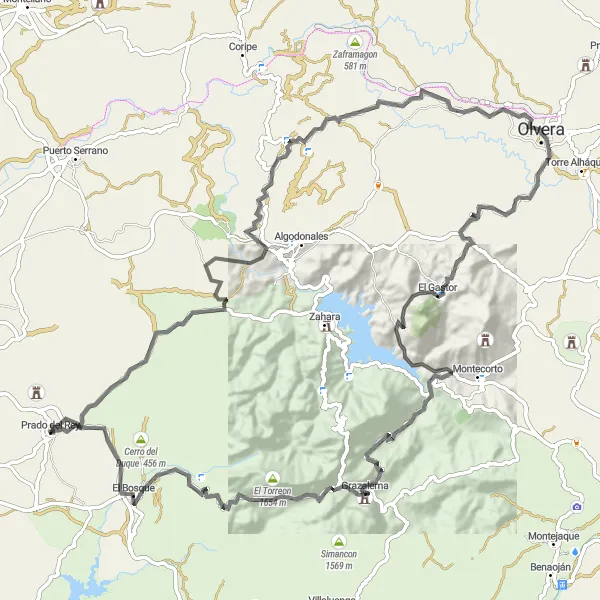 Miniaturní mapa "Podél Andaluské krajiny" inspirace pro cyklisty v oblasti Andalucía, Spain. Vytvořeno pomocí plánovače tras Tarmacs.app