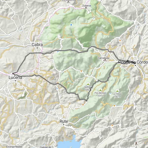 Karten-Miniaturansicht der Radinspiration "Ruta de la Sierra de la Subbética" in Andalucía, Spain. Erstellt vom Tarmacs.app-Routenplaner für Radtouren