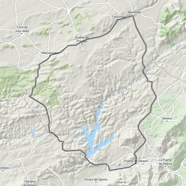 Map miniature of "Mountain Madness" cycling inspiration in Andalucía, Spain. Generated by Tarmacs.app cycling route planner