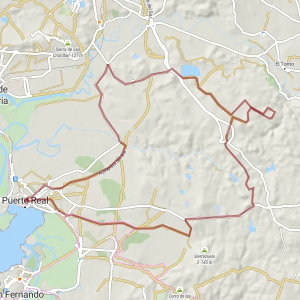 Miniatura della mappa di ispirazione al ciclismo "Avventura in mountain bike" nella regione di Andalucía, Spain. Generata da Tarmacs.app, pianificatore di rotte ciclistiche