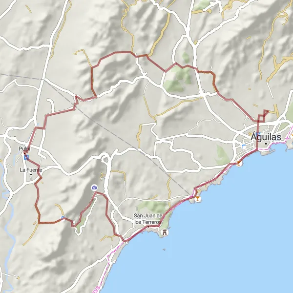 Map miniature of "Águilas Gravel Loop" cycling inspiration in Andalucía, Spain. Generated by Tarmacs.app cycling route planner