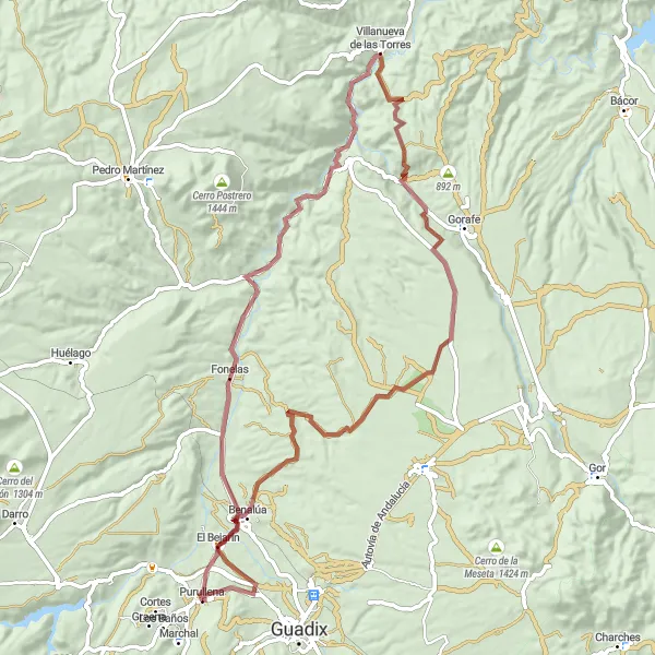 Karten-Miniaturansicht der Radinspiration "Entdeckungstour zu verborgenen Schätzen in Andalusien" in Andalucía, Spain. Erstellt vom Tarmacs.app-Routenplaner für Radtouren