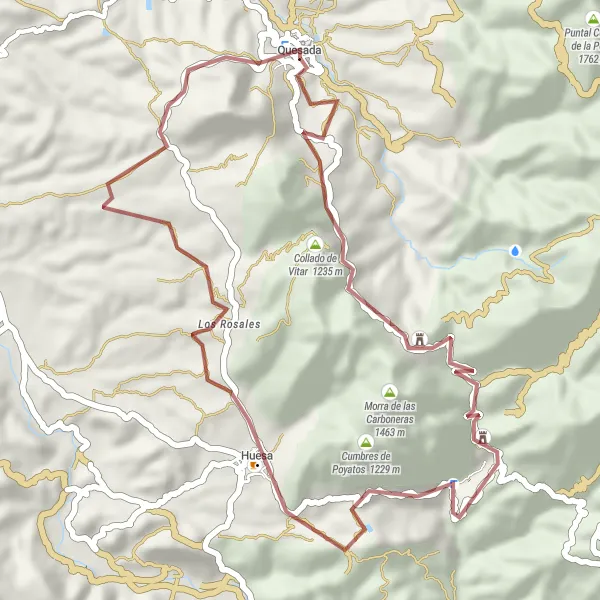 Miniaturní mapa "Gravel route from Quesada to Cumbres de Poyatos" inspirace pro cyklisty v oblasti Andalucía, Spain. Vytvořeno pomocí plánovače tras Tarmacs.app
