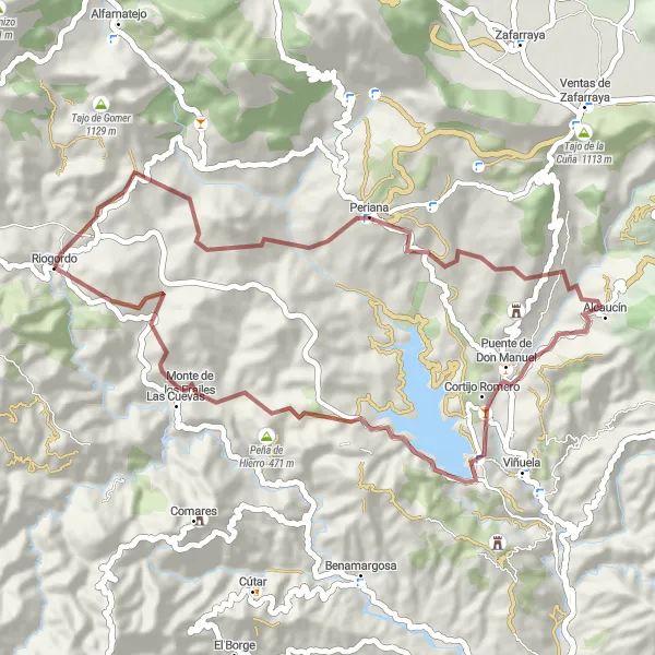 Miniatua del mapa de inspiración ciclista "Ruta de Alcaucín" en Andalucía, Spain. Generado por Tarmacs.app planificador de rutas ciclistas