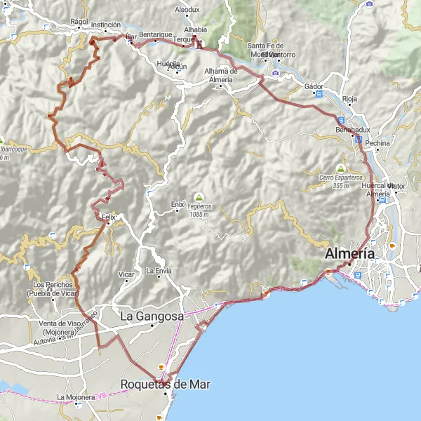 Miniatura mapy "Rowerowa przygoda wokół Roquetas de Mar" - trasy rowerowej w Andalucía, Spain. Wygenerowane przez planer tras rowerowych Tarmacs.app