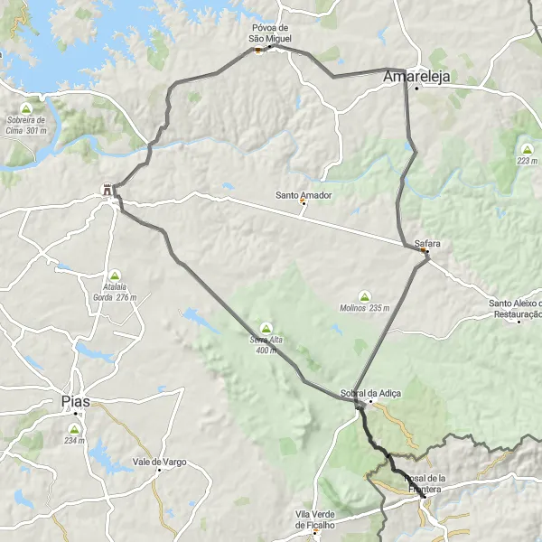 Miniaturní mapa "Road Cycling Route Through Andalusia" inspirace pro cyklisty v oblasti Andalucía, Spain. Vytvořeno pomocí plánovače tras Tarmacs.app