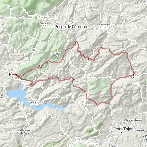 Miniaturní mapa "Zážitkový gravel okruh" inspirace pro cyklisty v oblasti Andalucía, Spain. Vytvořeno pomocí plánovače tras Tarmacs.app