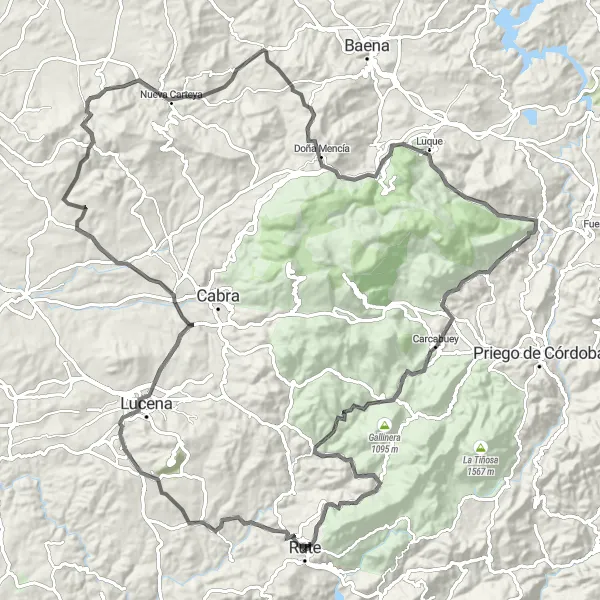 Miniatua del mapa de inspiración ciclista "Ruta de los Miradores y Castillos del Sur" en Andalucía, Spain. Generado por Tarmacs.app planificador de rutas ciclistas