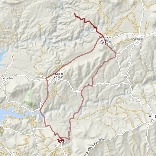 Karten-Miniaturansicht der Radinspiration "Grenzüberschreitende Graveltour um Sabiote" in Andalucía, Spain. Erstellt vom Tarmacs.app-Routenplaner für Radtouren