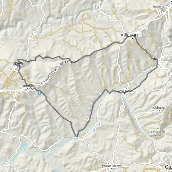 Karten-Miniaturansicht der Radinspiration "Malaga und zurück: Roadbike-Abenteuer" in Andalucía, Spain. Erstellt vom Tarmacs.app-Routenplaner für Radtouren