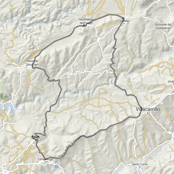Karten-Miniaturansicht der Radinspiration "Herausfordernde Bergtour um Sabiote" in Andalucía, Spain. Erstellt vom Tarmacs.app-Routenplaner für Radtouren