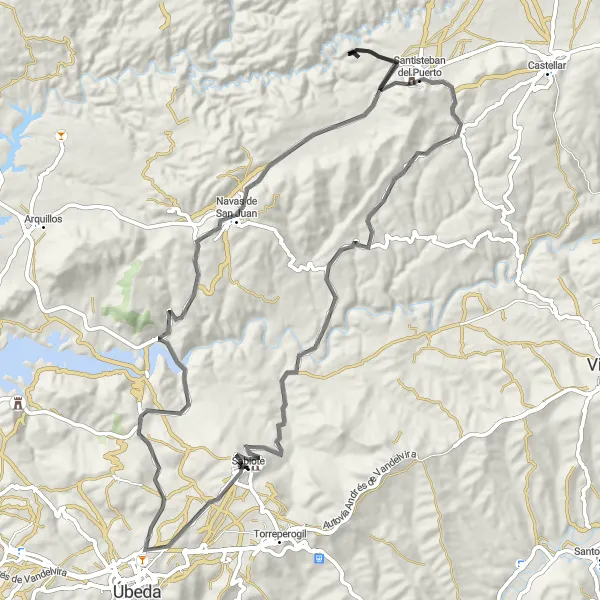 Karten-Miniaturansicht der Radinspiration "Schlösser und Natur erkunden" in Andalucía, Spain. Erstellt vom Tarmacs.app-Routenplaner für Radtouren