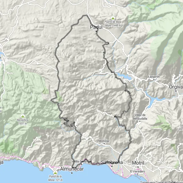 Miniaturní mapa "Kolem Andaluských vesnic" inspirace pro cyklisty v oblasti Andalucía, Spain. Vytvořeno pomocí plánovače tras Tarmacs.app