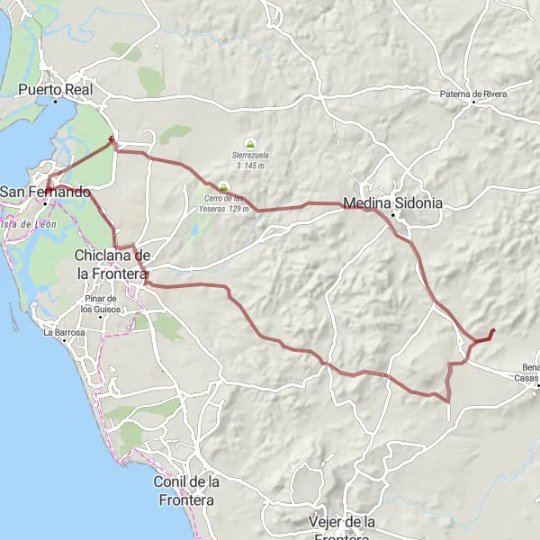 Miniatua del mapa de inspiración ciclista "Ruta de Grava por el Cerro de las Yeseras" en Andalucía, Spain. Generado por Tarmacs.app planificador de rutas ciclistas