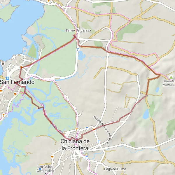 Miniatura mapy "Rowery gravelowe wśród historycznych zaułków" - trasy rowerowej w Andalucía, Spain. Wygenerowane przez planer tras rowerowych Tarmacs.app