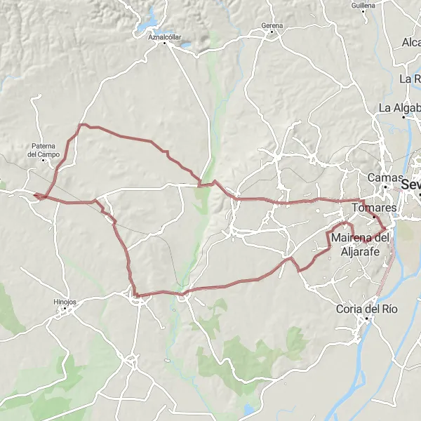 Miniatura mapy "Trasa rowerowa gravelowa o długości 93 km" - trasy rowerowej w Andalucía, Spain. Wygenerowane przez planer tras rowerowych Tarmacs.app