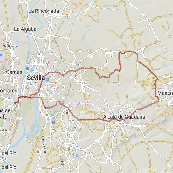 Miniaturní mapa "Adrenalinový okruh Monte Gurugù" inspirace pro cyklisty v oblasti Andalucía, Spain. Vytvořeno pomocí plánovače tras Tarmacs.app