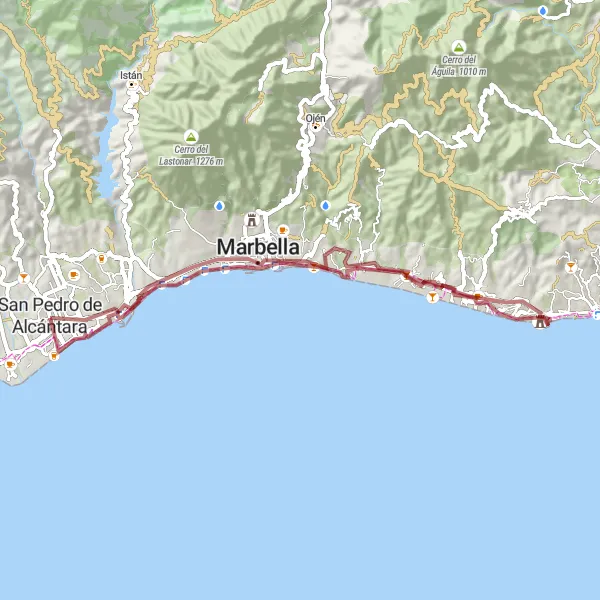 Miniatura mapy "Trasa Gravel dookoła San Pedro de Alcántara" - trasy rowerowej w Andalucía, Spain. Wygenerowane przez planer tras rowerowych Tarmacs.app