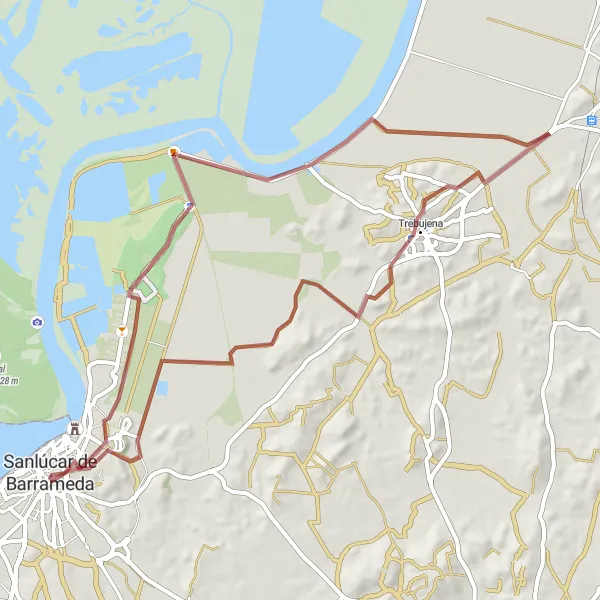 Miniaturní mapa "Gravel Route to La Algaida" inspirace pro cyklisty v oblasti Andalucía, Spain. Vytvořeno pomocí plánovače tras Tarmacs.app