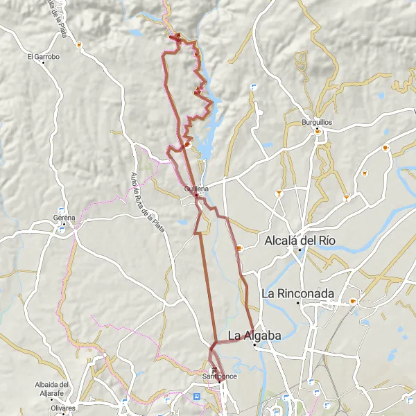 Miniature de la carte de l'inspiration cycliste "Route des Vestiges Romains" dans la Andalucía, Spain. Générée par le planificateur d'itinéraire cycliste Tarmacs.app
