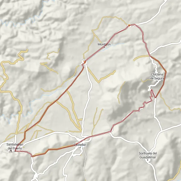 Karten-Miniaturansicht der Radinspiration "Gravel-Tour durch die Landschaft Andalusiens" in Andalucía, Spain. Erstellt vom Tarmacs.app-Routenplaner für Radtouren