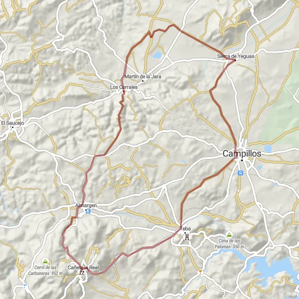 Miniatua del mapa de inspiración ciclista "Expedición por Campillos y Almargen en Gravel" en Andalucía, Spain. Generado por Tarmacs.app planificador de rutas ciclistas