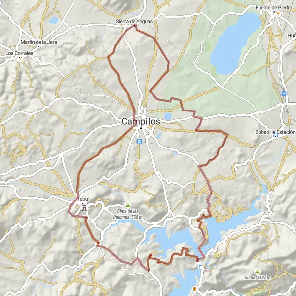 Miniatua del mapa de inspiración ciclista "Ruta de los Embalses Gravel Adventure" en Andalucía, Spain. Generado por Tarmacs.app planificador de rutas ciclistas