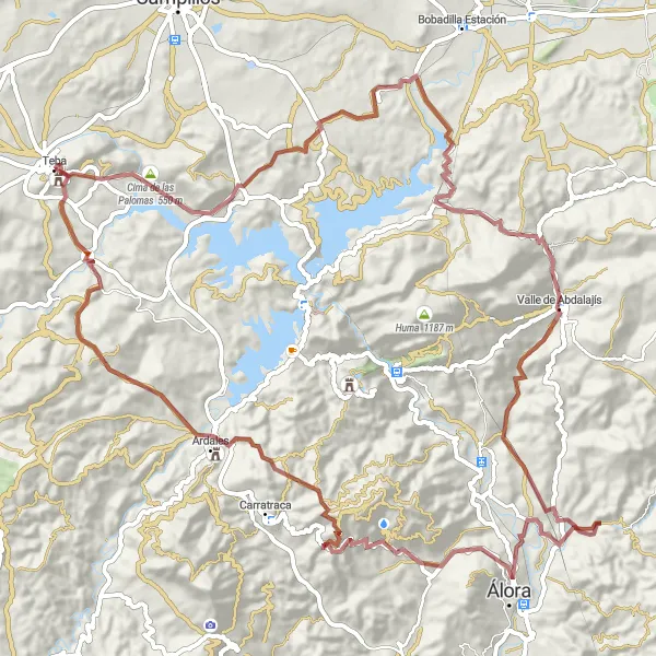 Miniatua del mapa de inspiración ciclista "Ruta de los Buitres" en Andalucía, Spain. Generado por Tarmacs.app planificador de rutas ciclistas