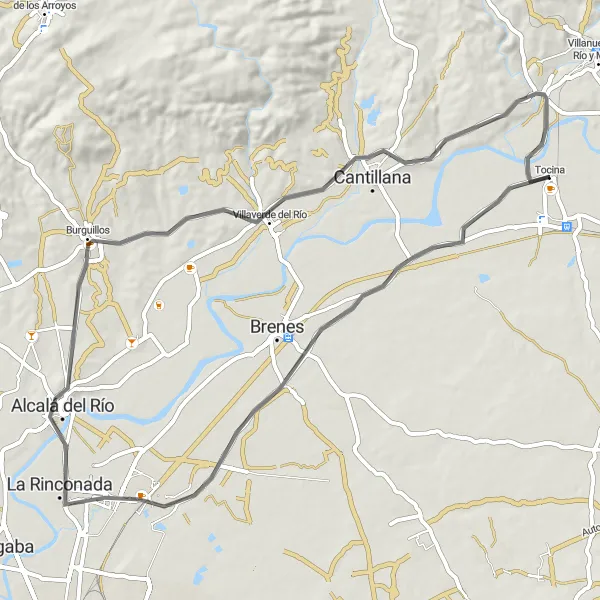 Miniatura della mappa di ispirazione al ciclismo "Road di La Rinconada" nella regione di Andalucía, Spain. Generata da Tarmacs.app, pianificatore di rotte ciclistiche