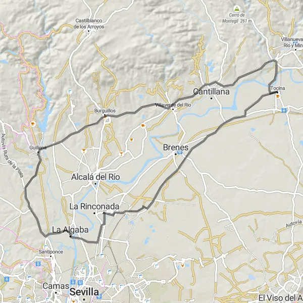 Miniaturní mapa "Kolem Tocina na silnici" inspirace pro cyklisty v oblasti Andalucía, Spain. Vytvořeno pomocí plánovače tras Tarmacs.app