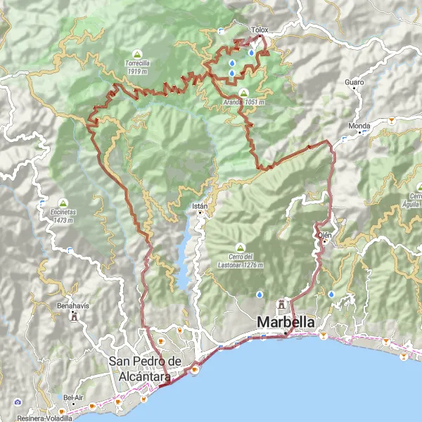 Miniatuurkaart van de fietsinspiratie "La Rejía Graveltour" in Andalucía, Spain. Gemaakt door de Tarmacs.app fietsrouteplanner