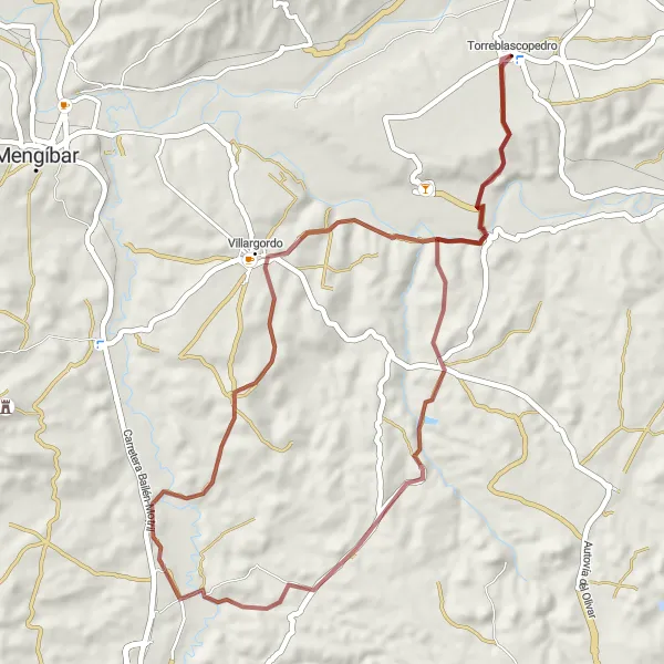 Miniature de la carte de l'inspiration cycliste "Boucle des Vados de Torralba" dans la Andalucía, Spain. Générée par le planificateur d'itinéraire cycliste Tarmacs.app
