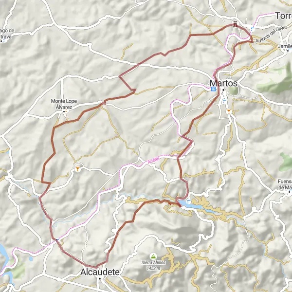 Miniatuurkaart van de fietsinspiratie "Gravel route naar Castillo de Torredonjimeno" in Andalucía, Spain. Gemaakt door de Tarmacs.app fietsrouteplanner