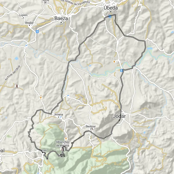 Karten-Miniaturansicht der Radinspiration "Historische Route mit Panoramablick" in Andalucía, Spain. Erstellt vom Tarmacs.app-Routenplaner für Radtouren