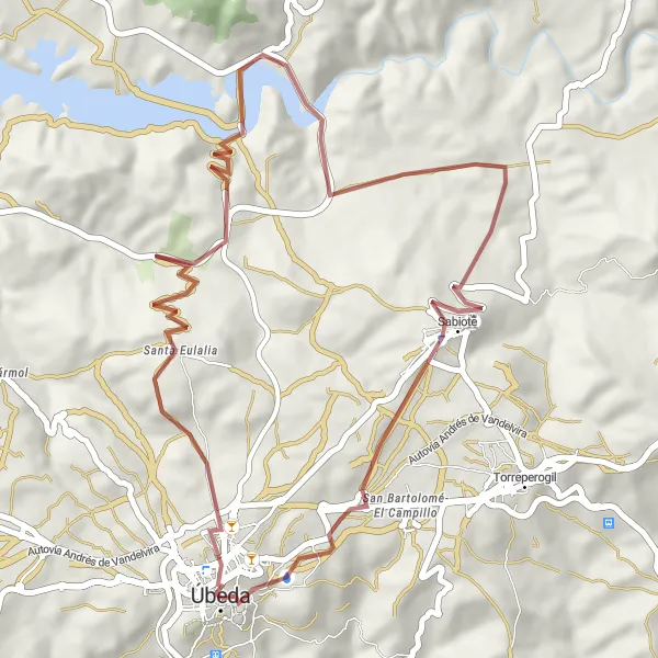 Karten-Miniaturansicht der Radinspiration "Historische Sehenswürdigkeiten auf dem Gravel-Weg" in Andalucía, Spain. Erstellt vom Tarmacs.app-Routenplaner für Radtouren