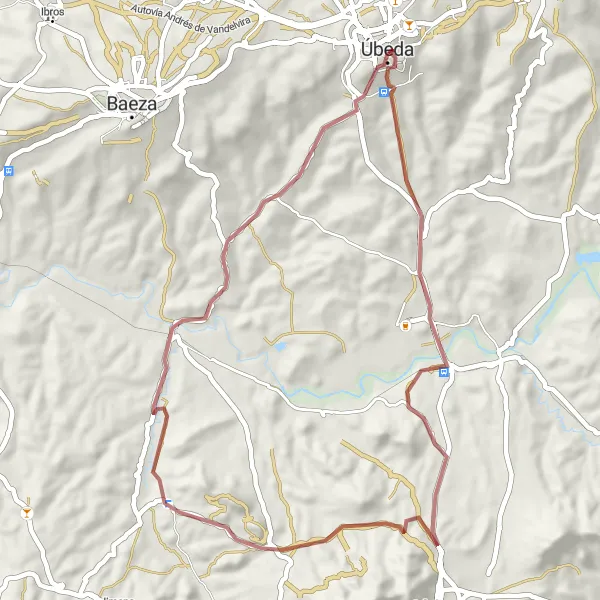 Karten-Miniaturansicht der Radinspiration "Abenteuerliche Gravel-Tour mit Panoramablick" in Andalucía, Spain. Erstellt vom Tarmacs.app-Routenplaner für Radtouren